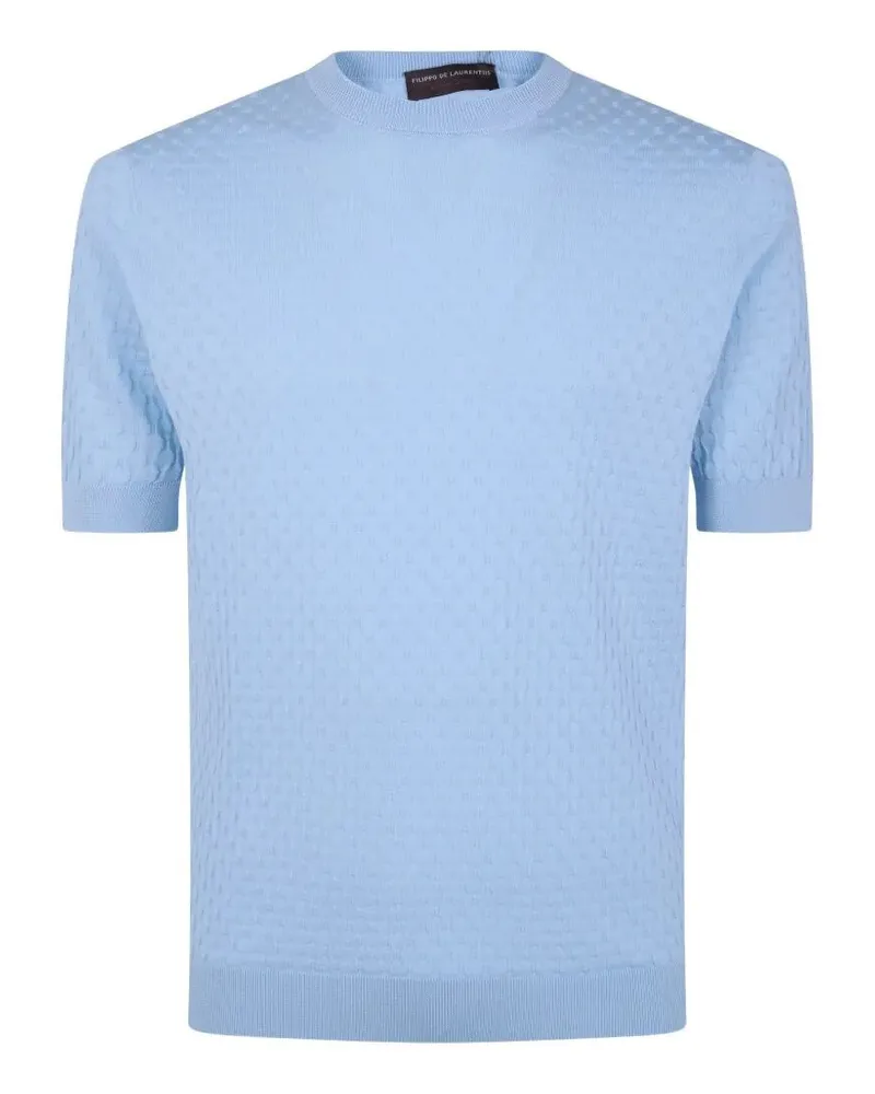 Filippo de Laurentiis Short Sleeves Round Neck Sweater Blue