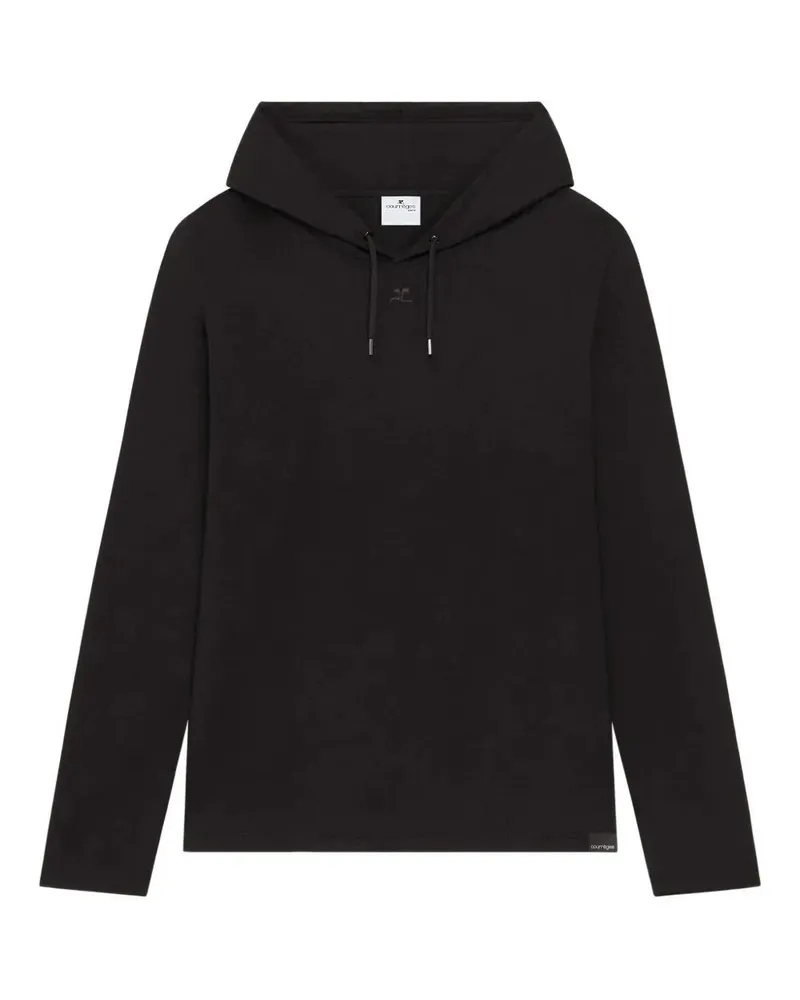 Courrèges Off Shoulder" Hooded T-Shirt Black