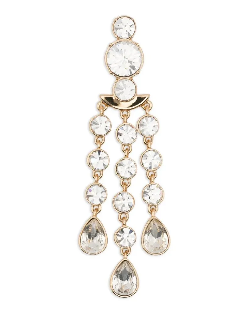 Self-Portrait Gold Crystal Tiered Droplet Earrings Metallic