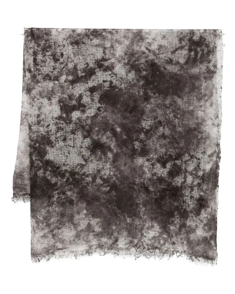 Avant Toi One Color "Camouflage" Light Cashmere Scarf With Fringes 140 Gray