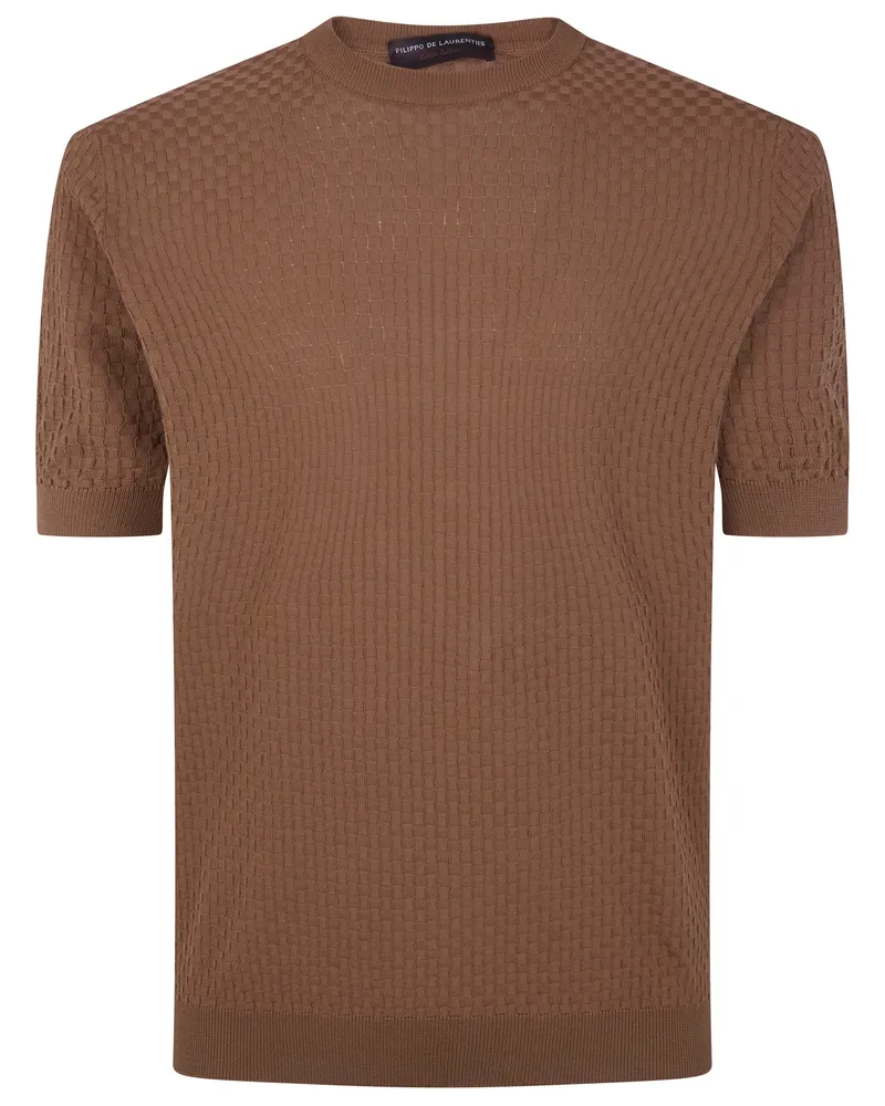 Filippo de Laurentiis Short Sleeves Round Neck Sweater Blue