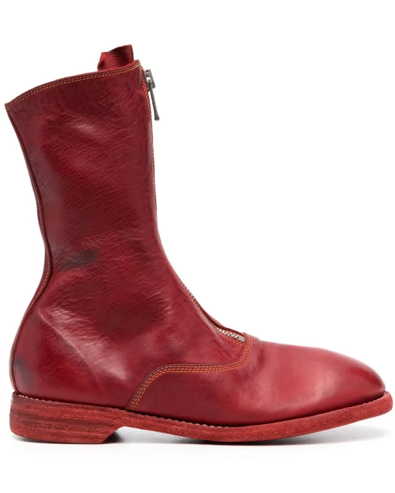 GUIDI Front Zip Boots Red