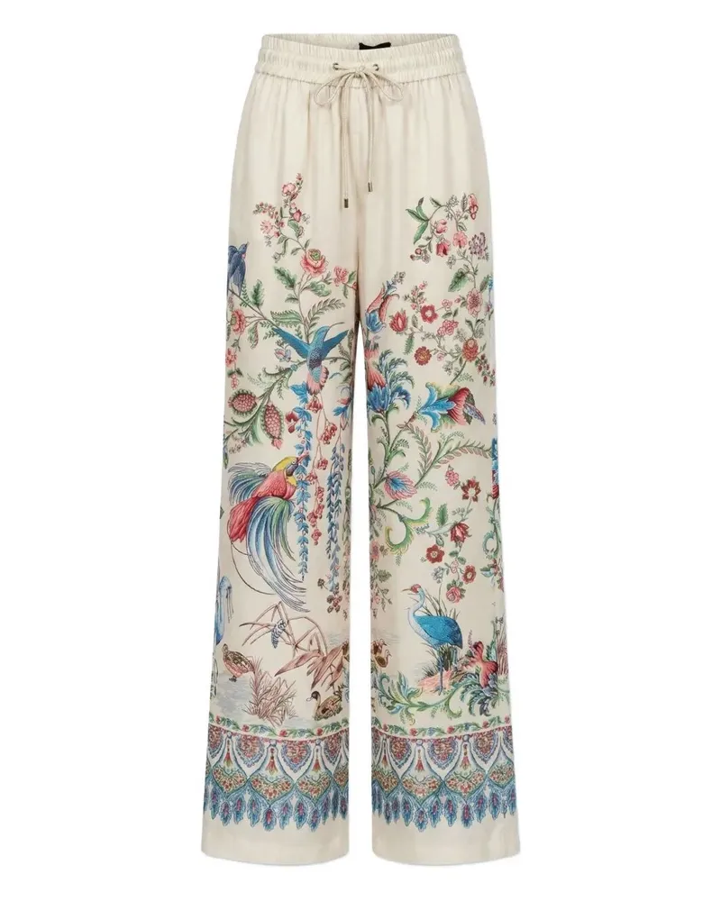 Etro Wide Leg Printed Trousers White