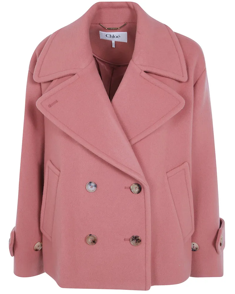 Chloé Coat Military Split "Turtle Neck Pink