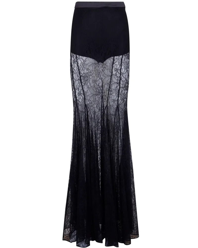 Elisabetta Franchi Long Flamenco Skirt Black