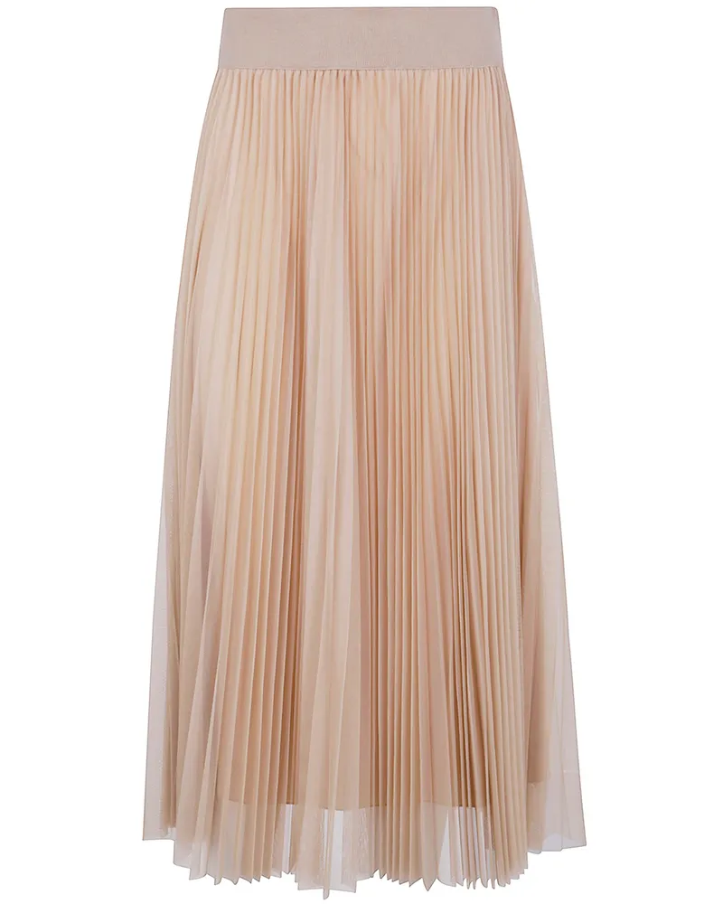 Fabiana Filippi Pleated Tulle Wide Skirt Beige