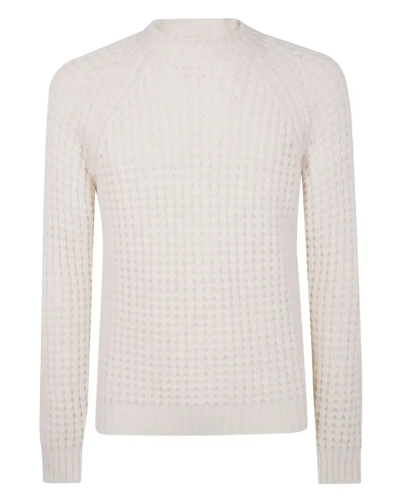 Nuur Military Stitch Long Sleeves Round Neck Sweater Beige
