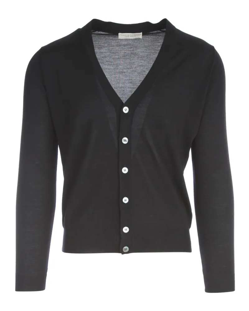 Filippo de Laurentiis Royal Merino L/S Cardigan W/Buttons Blue