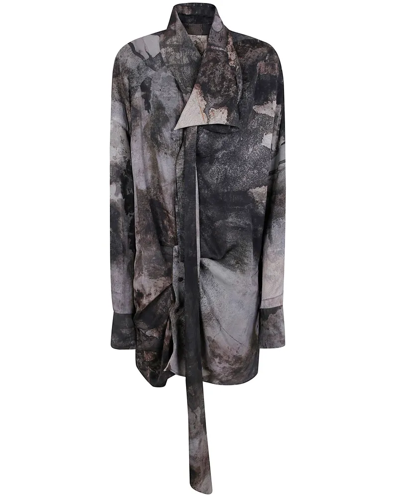 Ziggy Chen Digital Print Asymetric Scarf Shirt Multi