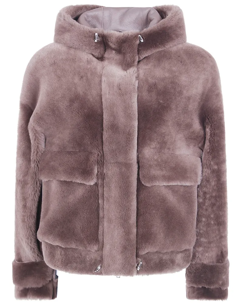 BLANCHA Jacket Hooded "Straight Merino Shearling Jacket Brown