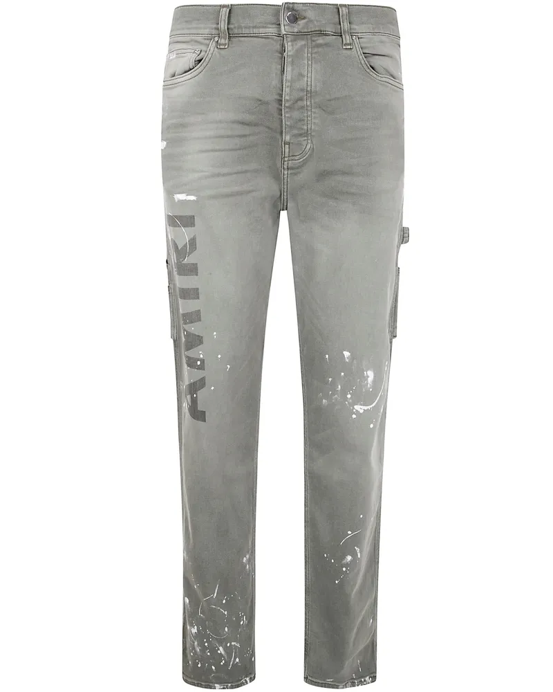 Amiri Amiri Stencil Slim Jeans Green