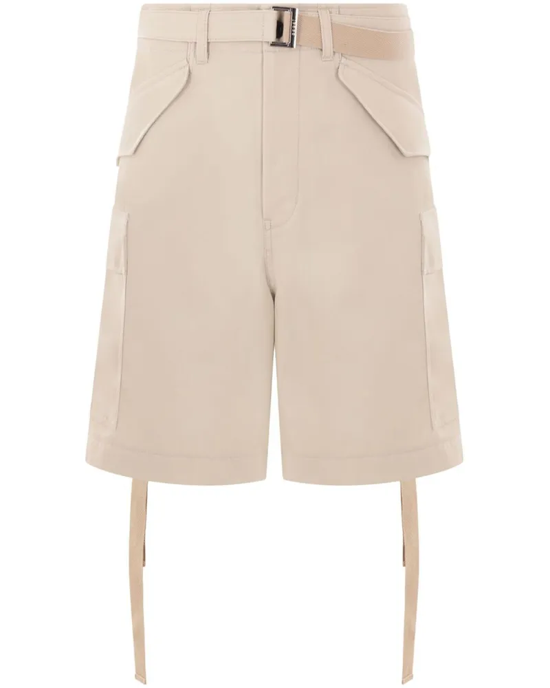Sacai Cotton Twill Shorts Beige