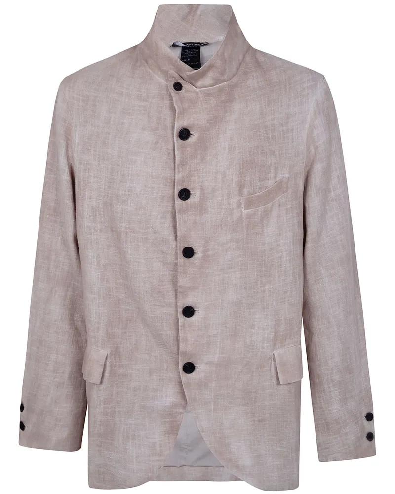 Avant Toi Hand Painted" Rever Jacket In Ramie` Fabric Brown