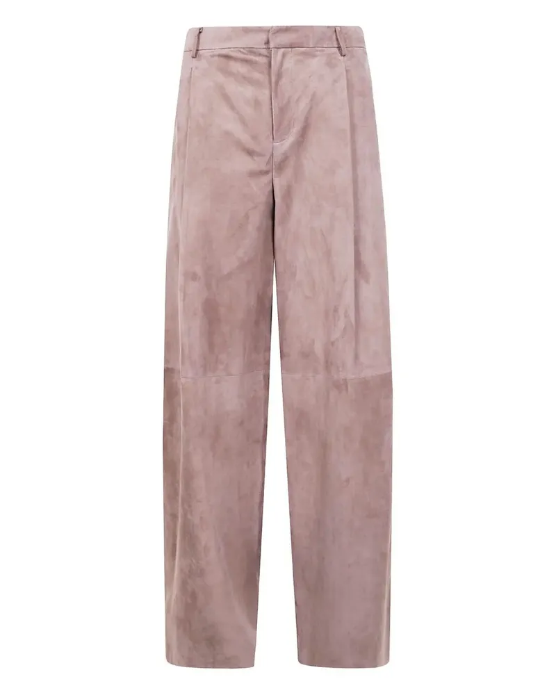 Max Mara Brando" Double Piences Suede Trousers Gray