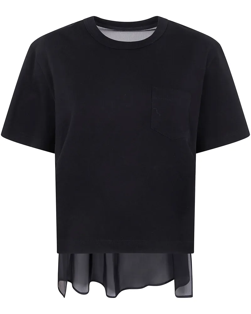 Sacai Nylon Twill Mix Cotton Jersey T-Shirt Black