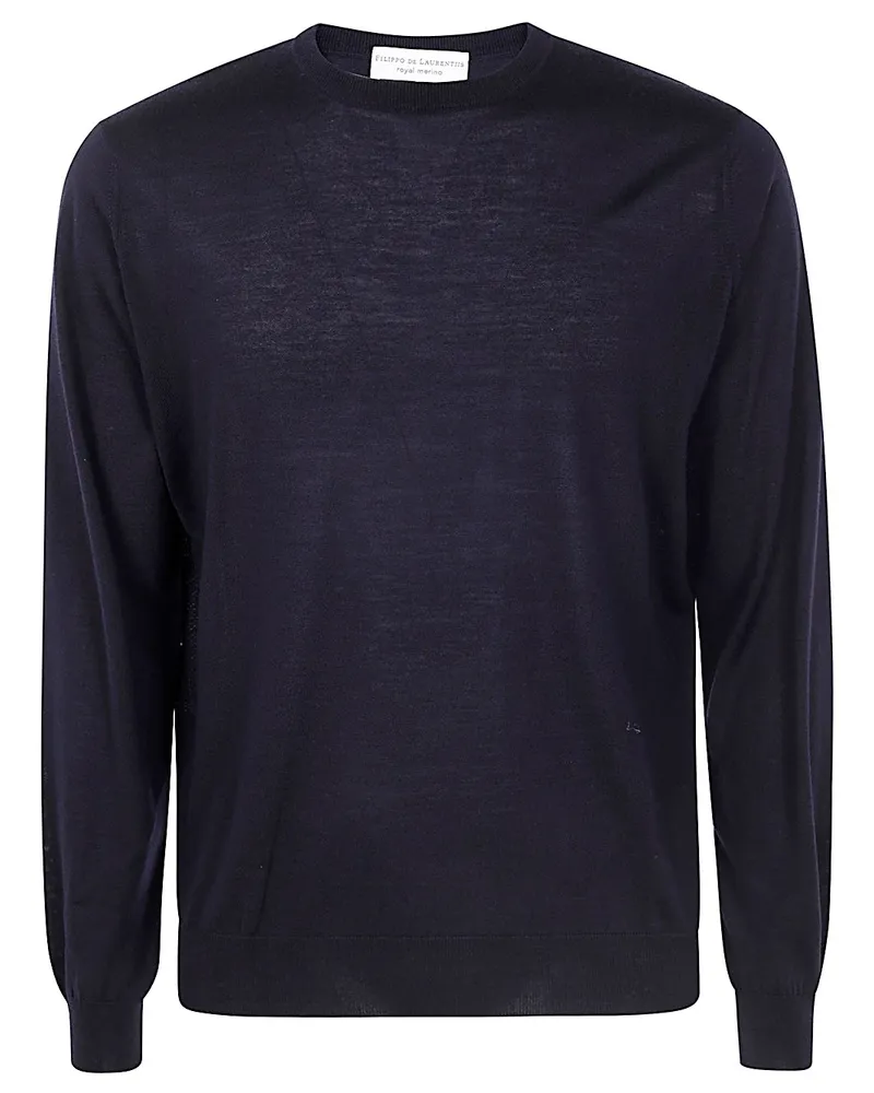 Filippo de Laurentiis LONG SLEEVES MERINOS ROUND NECK Blue