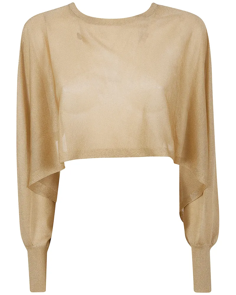 Twin-Set Round Neck Cropped Sweater Beige