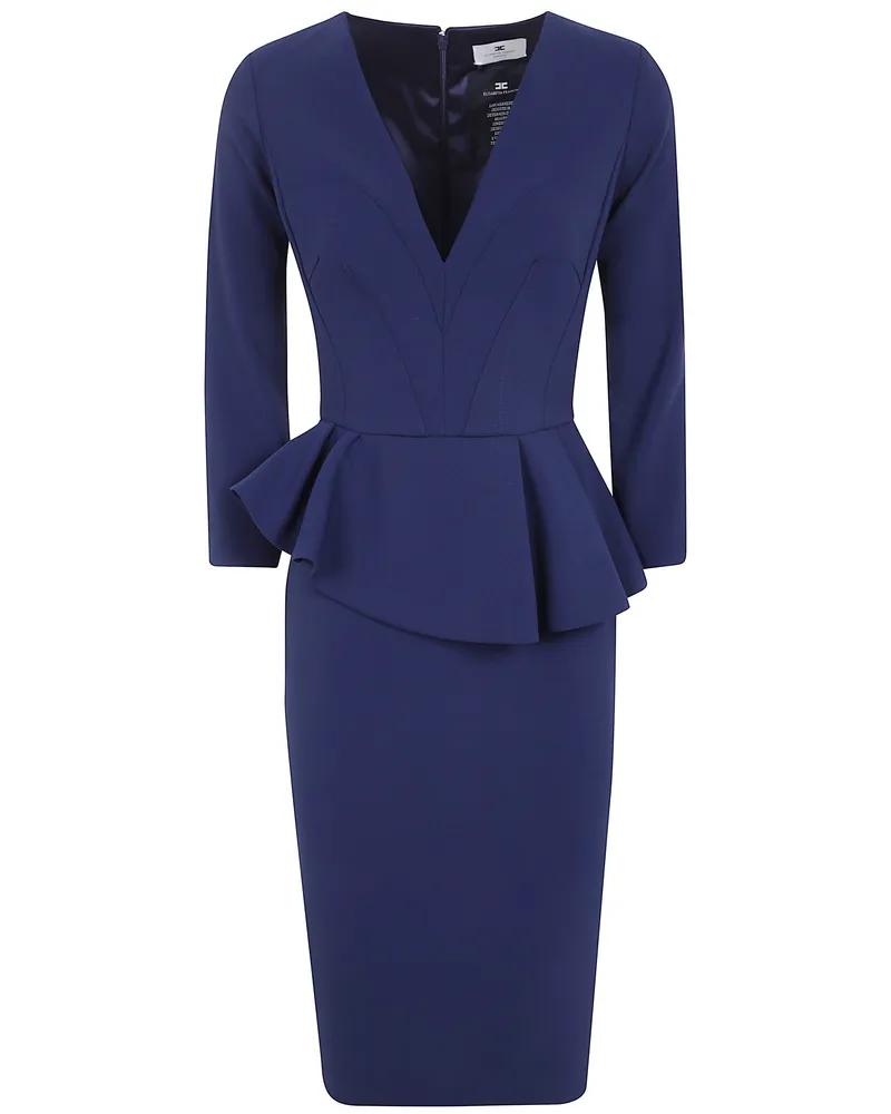 Elisabetta Franchi Midi Dress Night Blue Blue