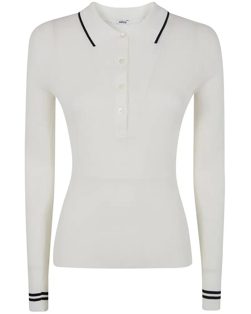 ASPESI Long Sleeves Polo Neck Sweater White
