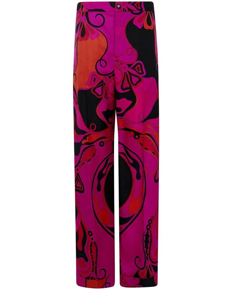 Emilio Pucci Trousers Silk Twill "Fuchsia Black Pink