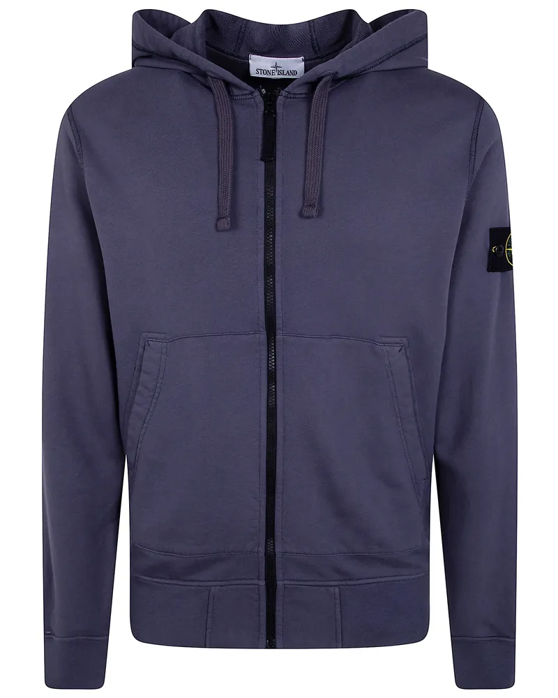Stone Island Hoodie Full Zip Sweatshirt Blue