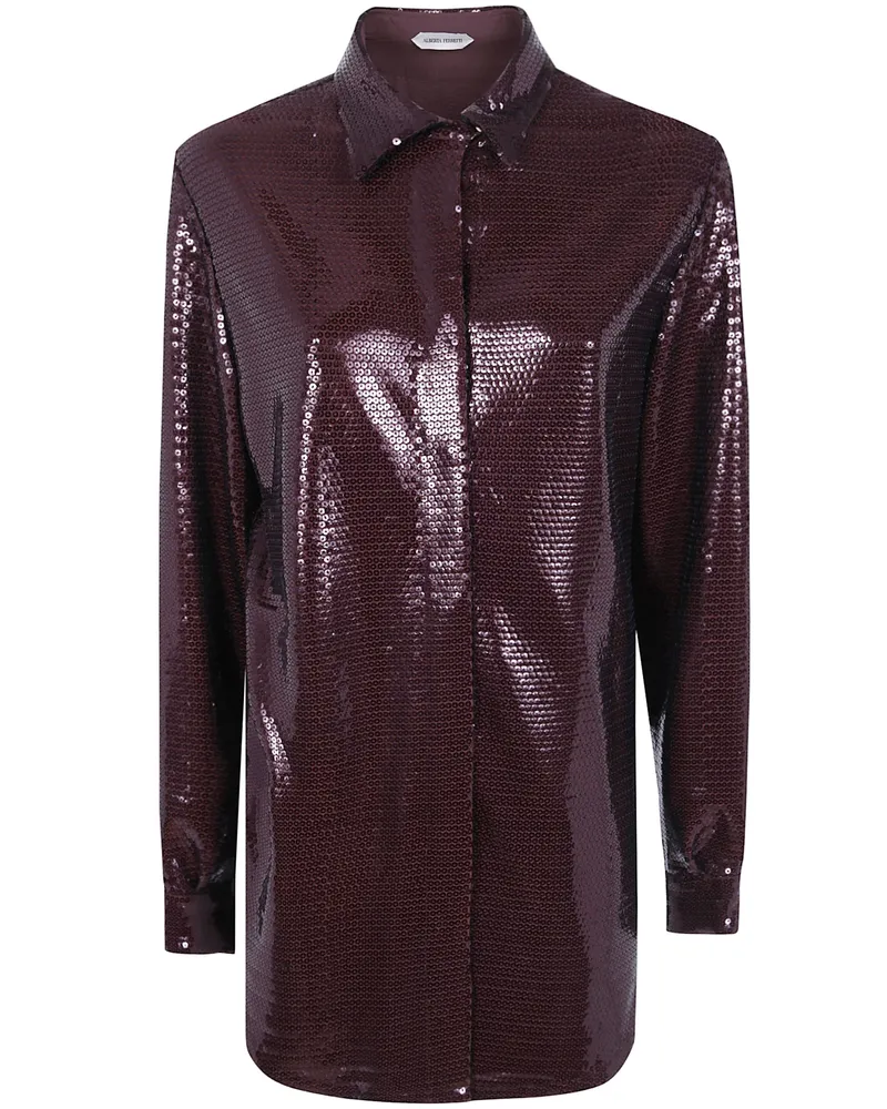 Alberta Ferretti Shirt Paillettes On Jersey Brown