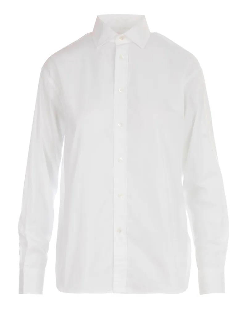 Ralph Lauren Popeline Shirt W/Rl On Wrist White