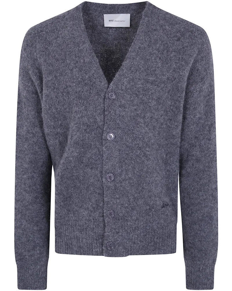 AMI Paris Cardigan V-Neck "Ami Gray