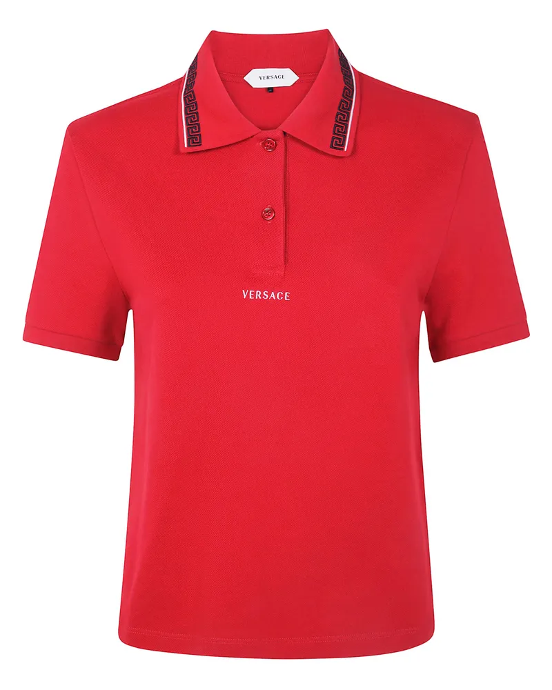 Versace Polo Shirt With Logo And Greca Embroidery Red