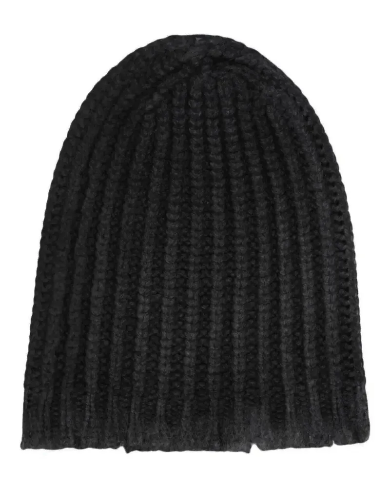Avant Toi Hand Painted Corn Cob Stitch Hat With Destroyed Effect Black