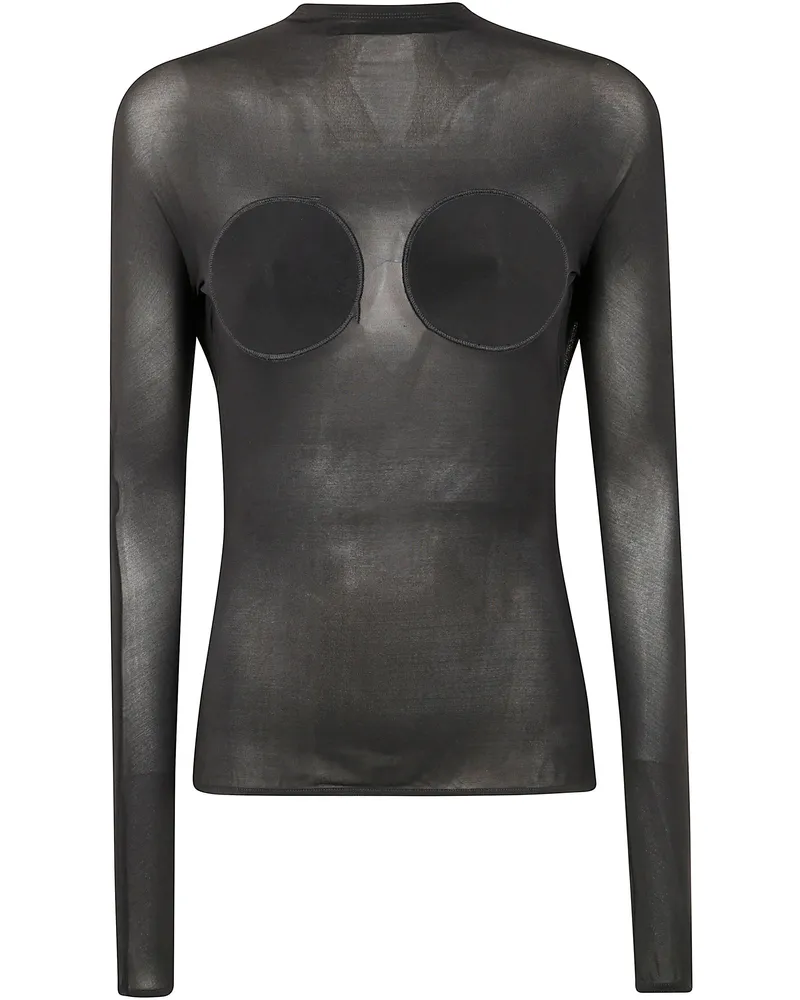 Jean Paul Gaultier Light Jersey Backless Top With Covered Cup Detail Black