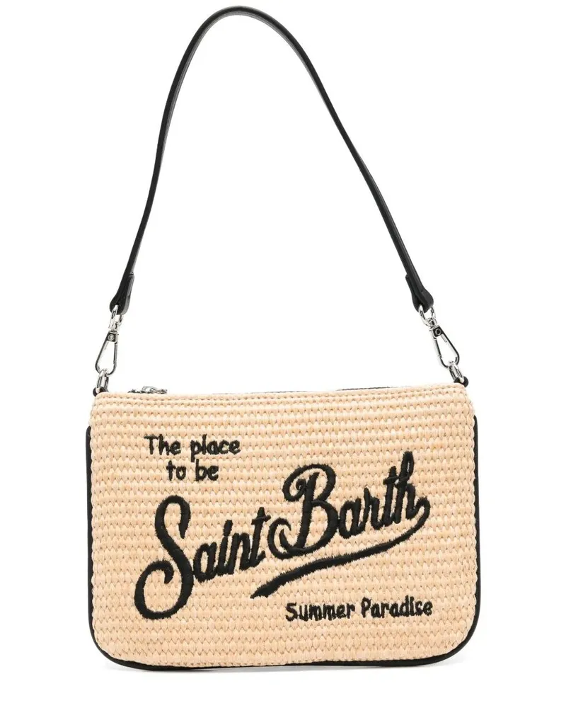 MC2 Saint Barth Parisienne Mini Straw Shoulder Bag Black