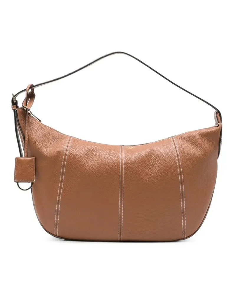 Lancel Shoulder Bag Large Zip Hobo "Victoire Large Beige