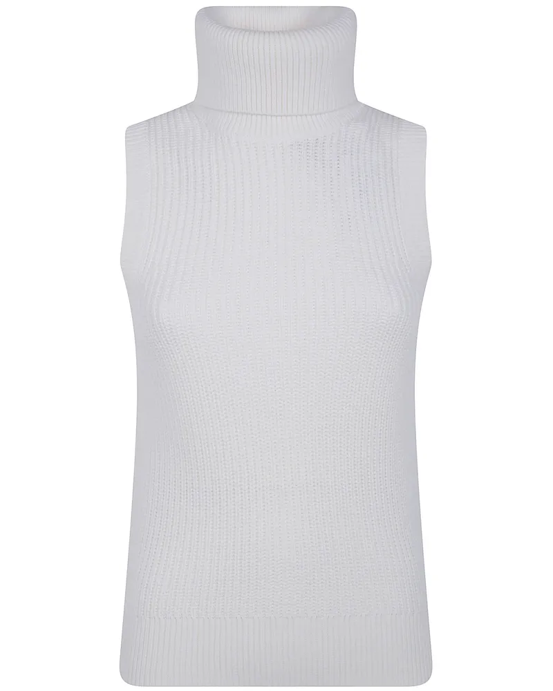 Michael Kors Sweater Sleeveless "Cotton Sleveless Turtle Neck White
