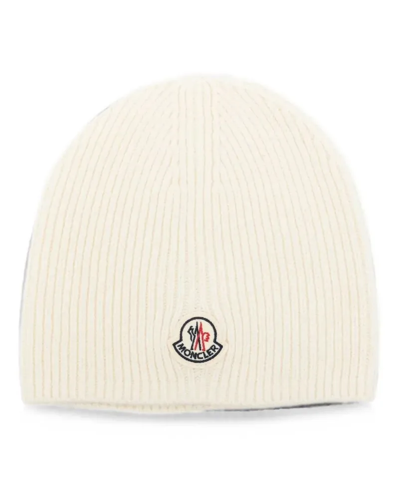 Moncler Hat Classic Logo Bonnet White