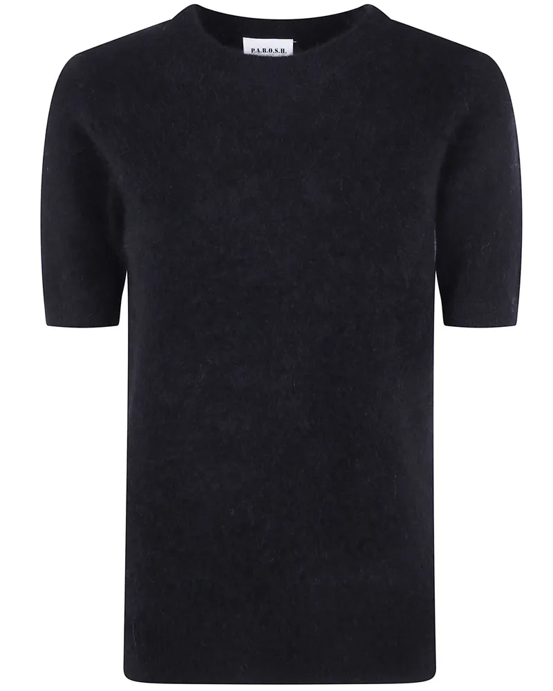 P.A.R.O.S.H. P. A.R. O H. Sweater Short Sleeves "Yak Round Neck Black