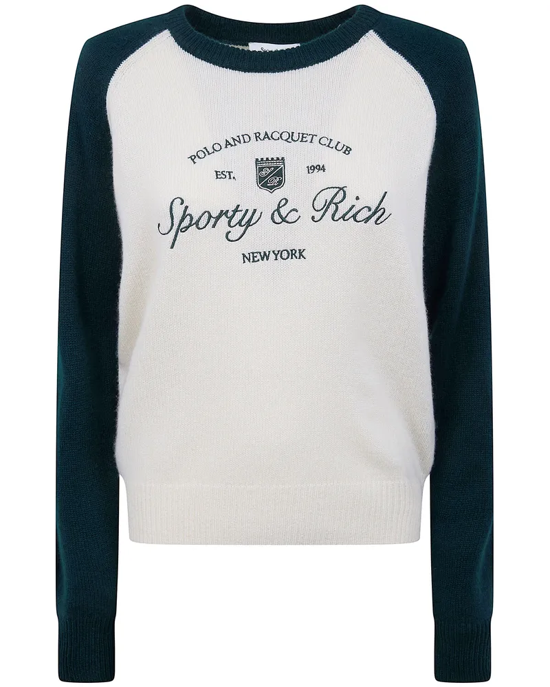 SPORTY & RICH Syracuse' Cashmere Baseball Sweater Beige