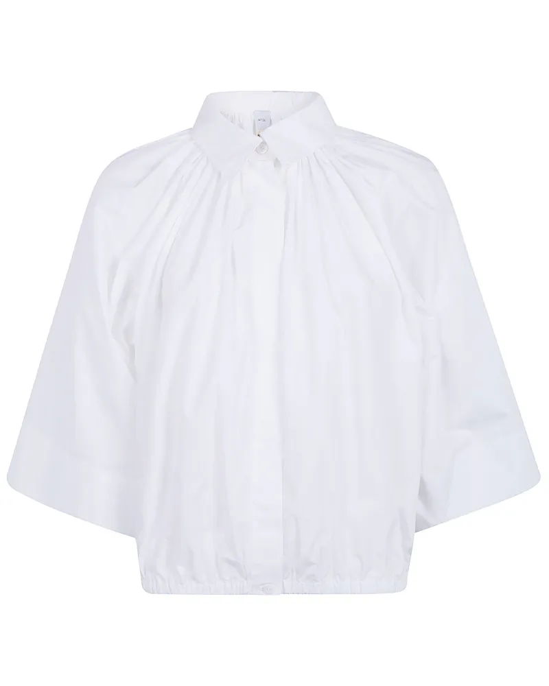 Patou Cropped Sleeves Volume Blouse White