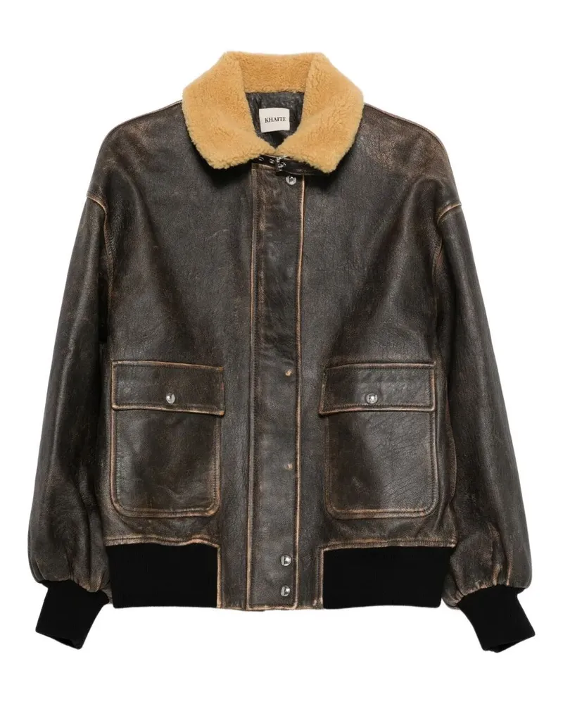 KHAITE Sandor" Leather Jacket Brown