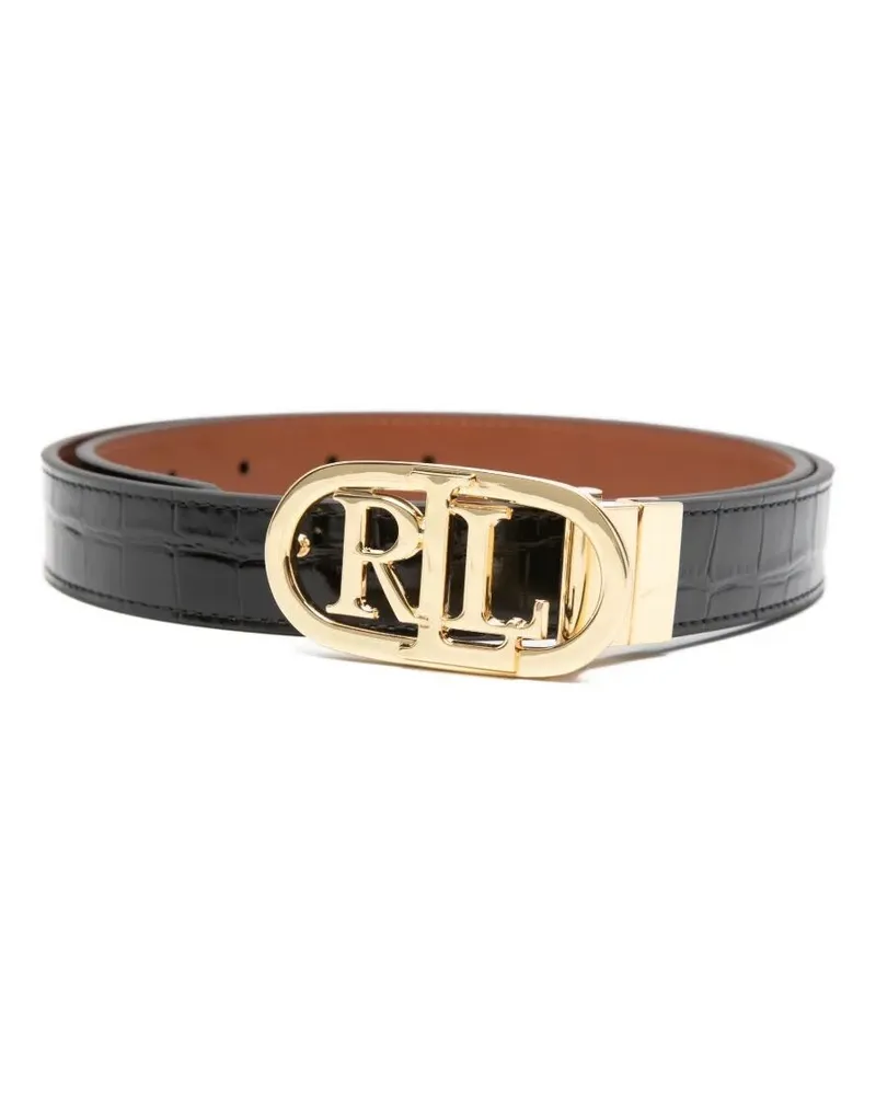 Ralph Lauren Oval Reversible 25 Mm Skinny Belt Black
