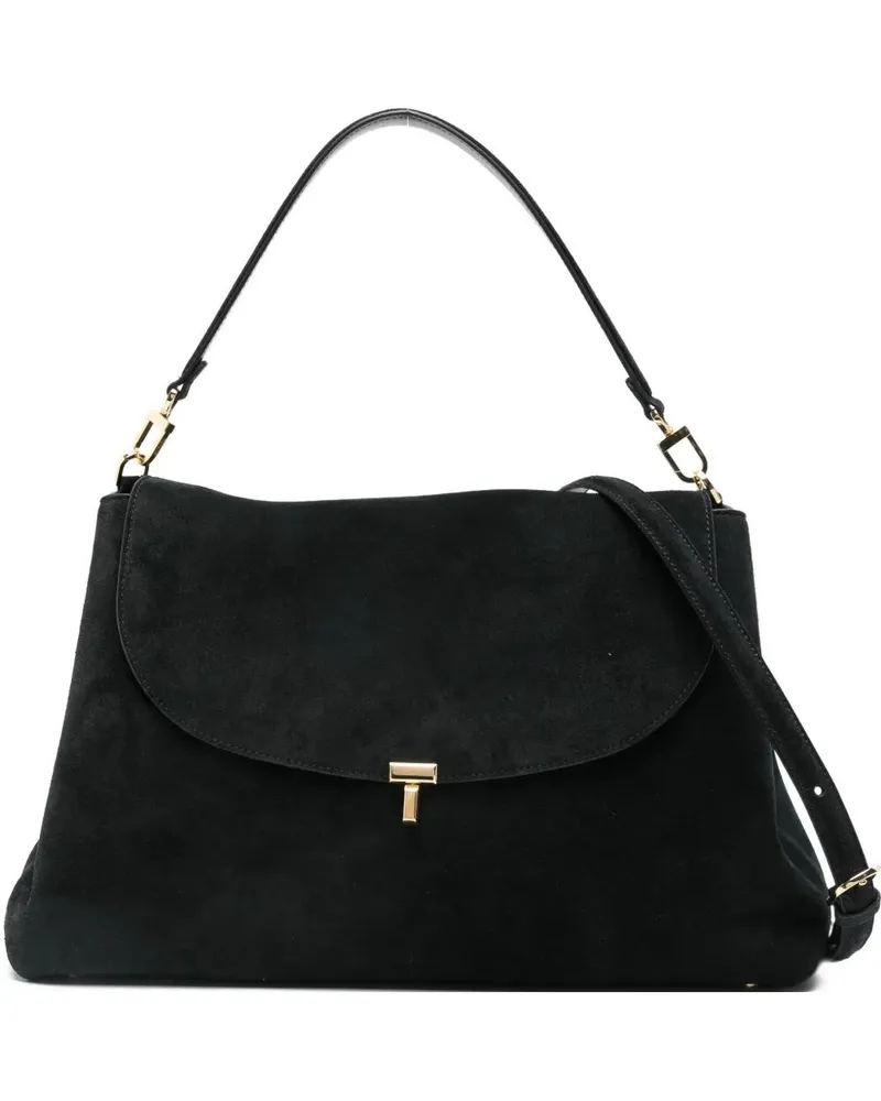 Totême T-Lock Suede" Satchel Bag Black