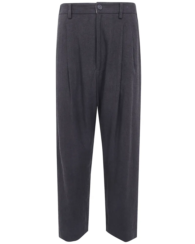Ziggy Chen Drop-Crotch Pleated Trousers Brown