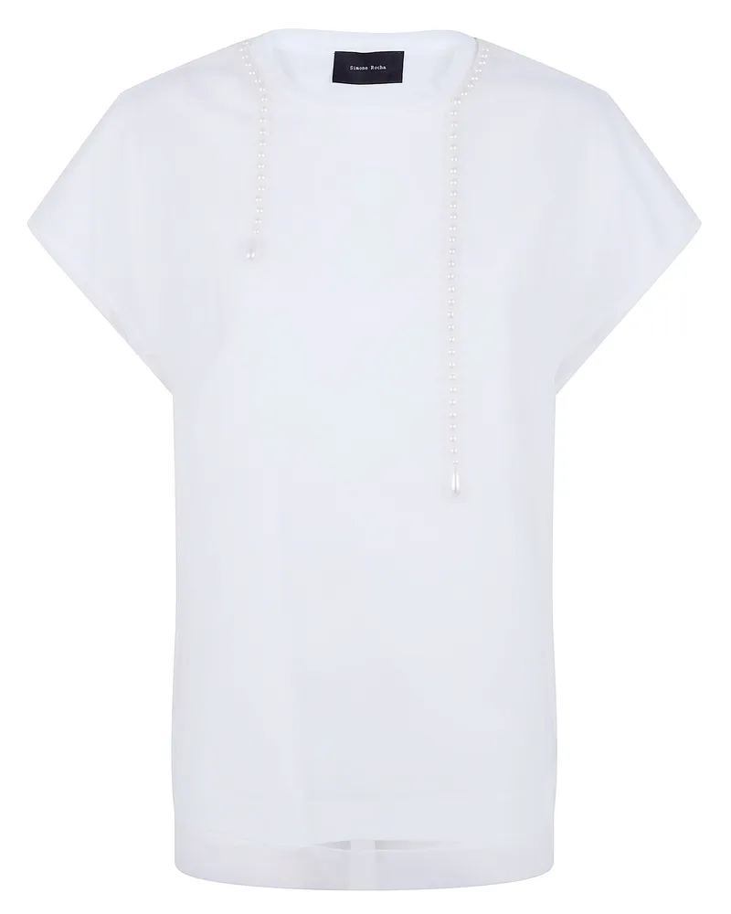 Simone Rocha Layered Liquid Smock" T-Shirt With Embroidered White