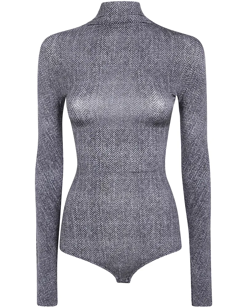 Maison Margiela Bodysuit Printed Herringbone Gray