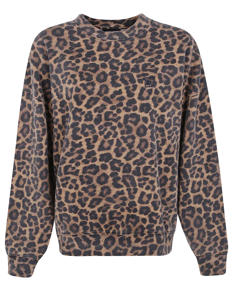 Anine Bing Sweatshirt Leopard Print "Miles Brown