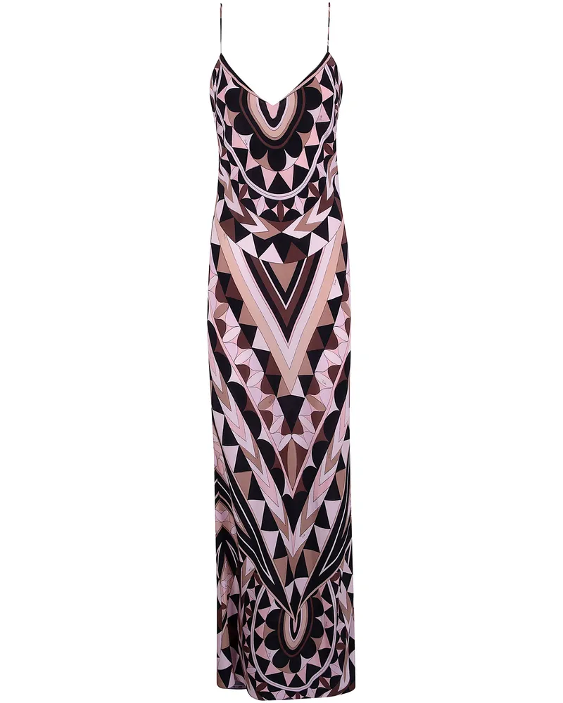 Emilio Pucci Crepe De Chine Midi Dress Beige