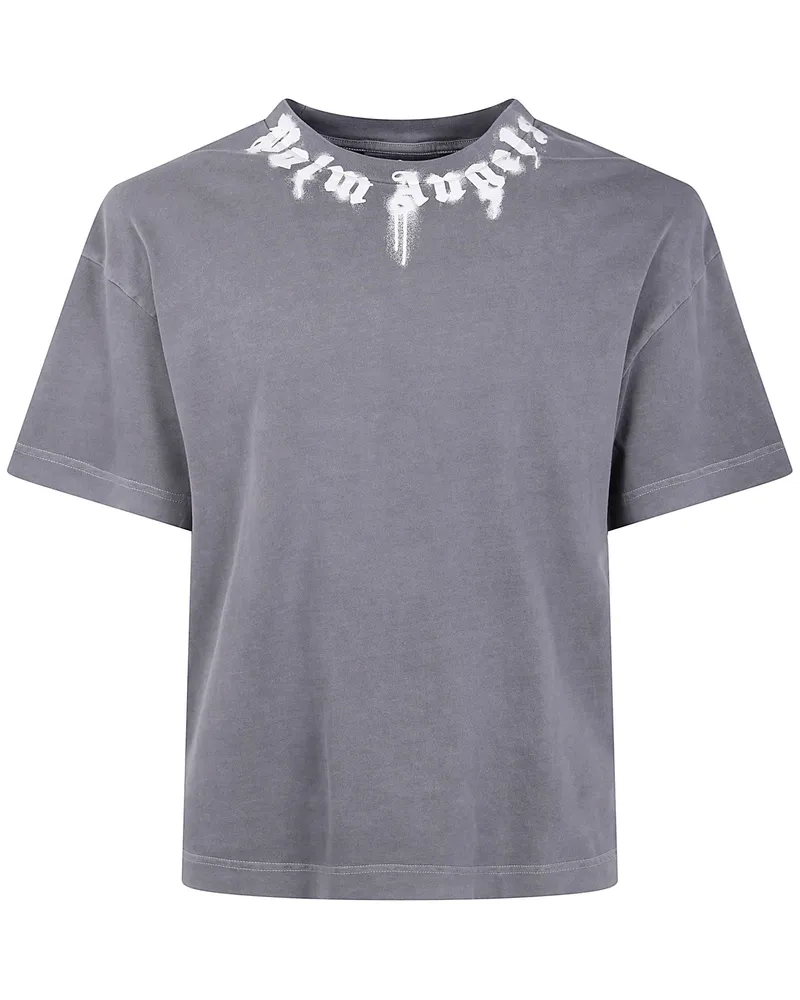 Palm Angels Neck Logo Regular" Short Sleeves T-Shirt Gray