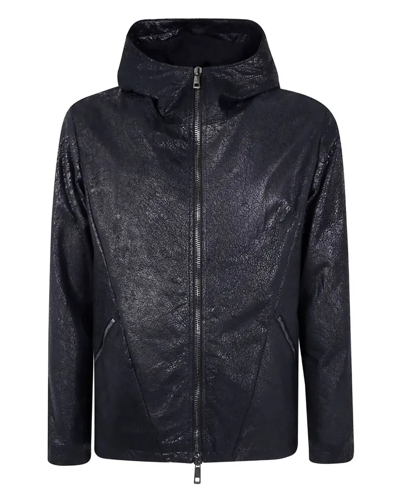 Giorgio Brato Wax Lamb Skin Hooded Jacket Black