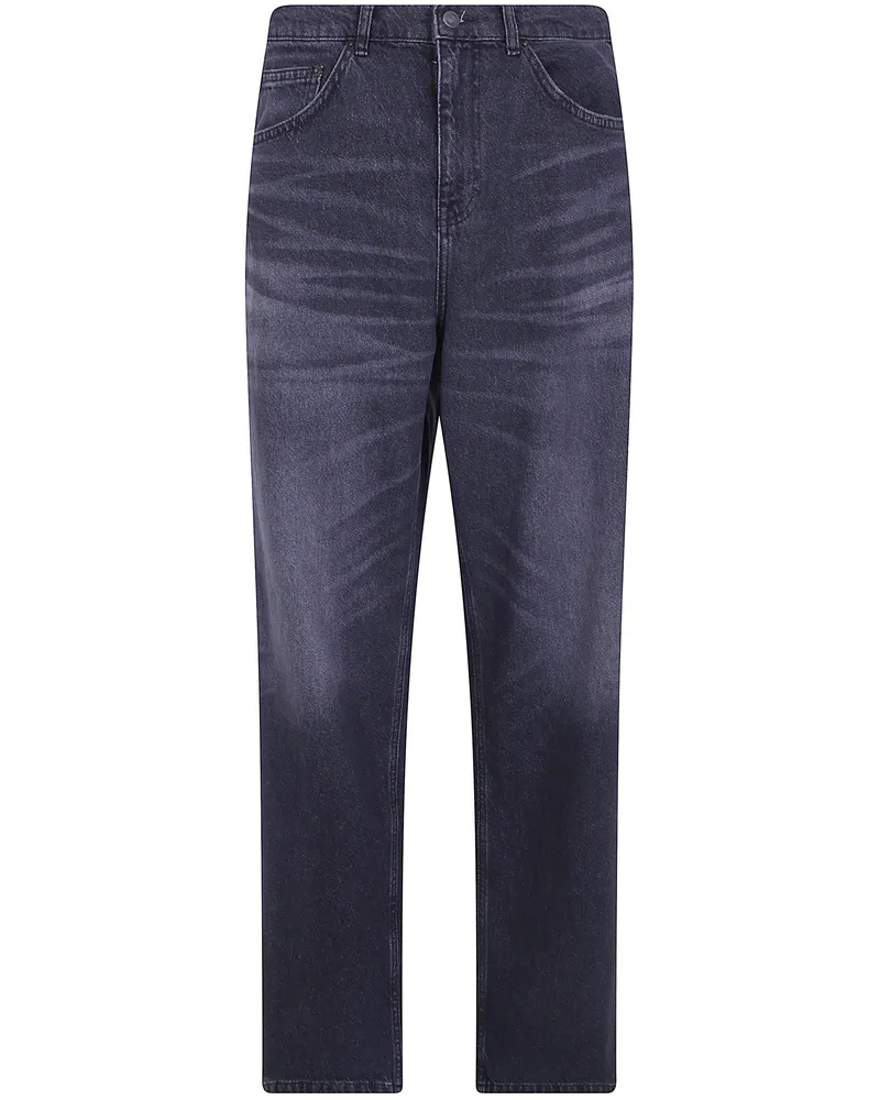 LES DEUX Jeans Straight Leg "Roi Black Washed Black