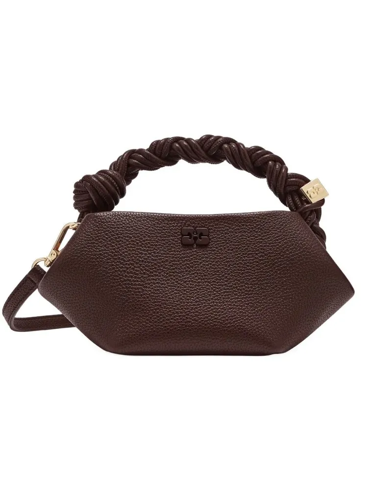 Ganni Handbag Braided Handle "Ganni Bou Brown